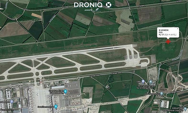 Example of tracking of the NavAidDrone in Germany via Droniq trackviewer
